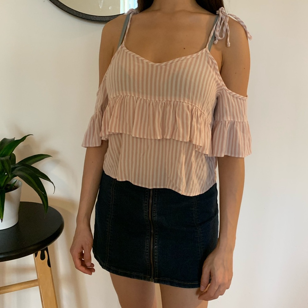 AMERICAN EAGLES Pink/White Stripes adjustable top